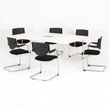Table de réunion rectangulaire Epure avec 6 chaises Louxor