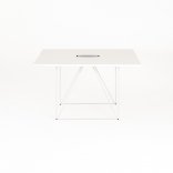 Table de réunion carrée Epure L.130 x P.130 cm, plateau blanc, piétement blanc