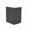 Caisson hauteur bureau LUDY bois 2 tiroirs + 1 tiroir suspendu, tiroirs fermés, anthracite avec top blanc