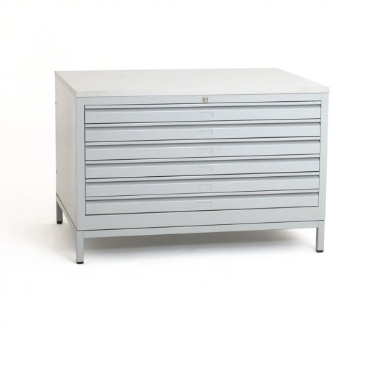 Meuble à plans A0, 6 tiroirs, H.61xL.140 cm et son socle, gris clair Meuble à plans A0, 6 tiroirs, H.61xL.140 cm et son socle, gris clair