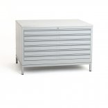 Meuble à plans A0, 6 tiroirs, H.61xL.140 cm et son socle, gris clair