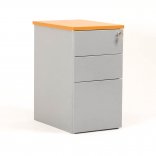 Caisson en métal 2 tiroirs et 1 tiroir pour dossiers suspendus aluminium et top hêtre