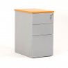 Caisson en métal 2 tiroirs et 1 tiroir pour dossiers suspendus aluminium et top hêtre
