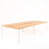 Bureau bench OPTIMUM 4 personnes, plateaux hêtre, piétement blanc, sans cloison