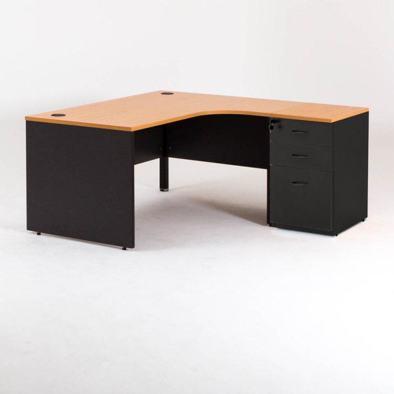 Bureau compact MADERA avec 1 caisson HB gauche P.60 cm