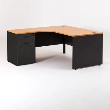 Bureau compact MADERA avec 1 caisson HB gauche P.60 cm