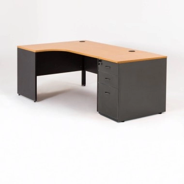 Bureau compact MADERA avec 1 caisson HB droite P.80 cm