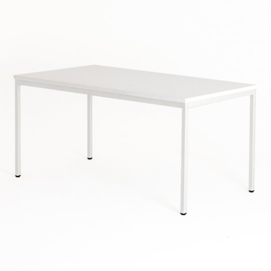 Table polyvalente rectangulaire ZIK, plateau blanc, piétement blanc