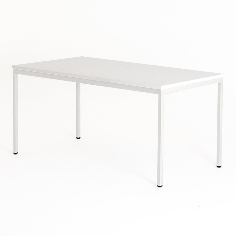 Table polyvalente rectangulaire ZIK, plateau blanc, piétement blanc