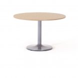 Table de réunion ronde ZETA, plateau chêne clair, piétement aluminium