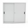 Armoire basse portes coulissantes TINEO, portes fermées, gris clair