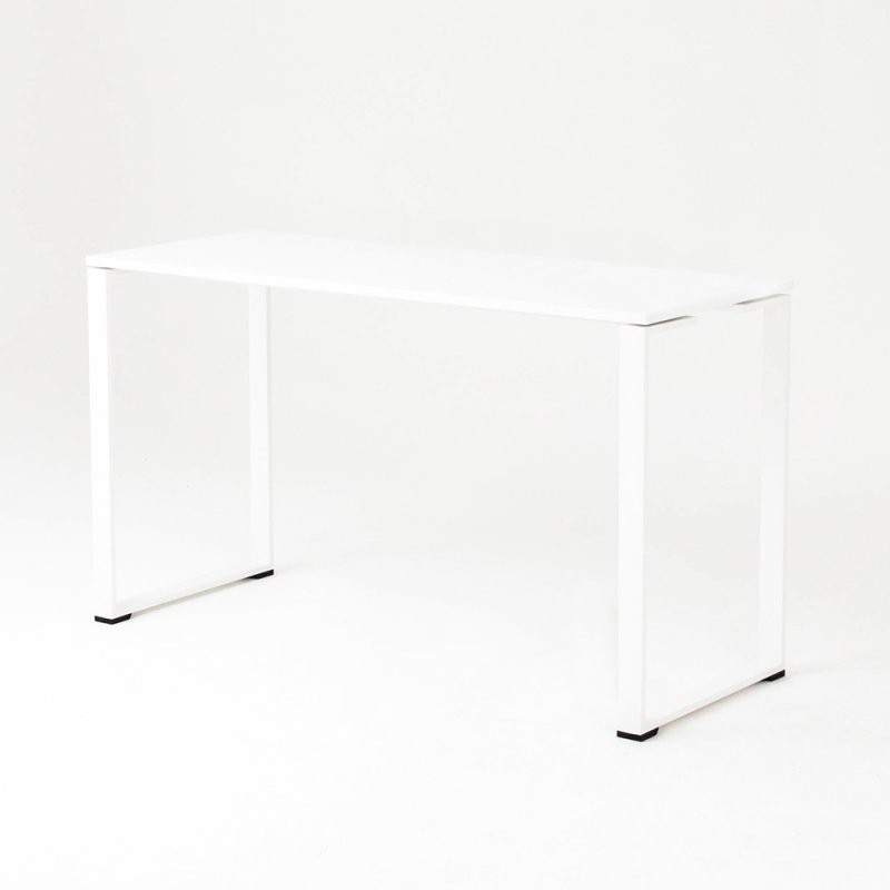 Table haute BIZ, plateau blanc, piétement blanc
