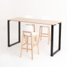 Table haute BIZ, plateau chêne clair piétement noir avec 3 chaises hautes Lib