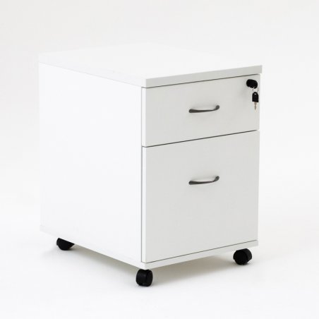 Caisson de bureau à roulettes LUDY bois, 1 tiroir, 1 pour dossiers