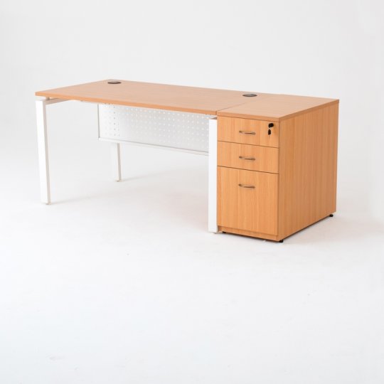 Bureau droit OPTIMUM caisson HB bois Bureau droit OPTIMUM caisson HB bois