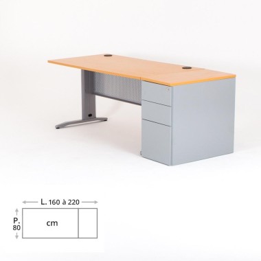 Bureau droit avec caisson hauteur bureau métal