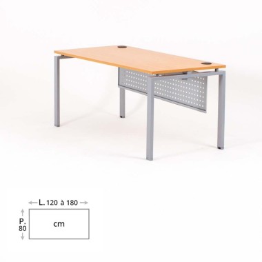 Bureau droit OPTIMUM, plateau hêtre piétement aluminium