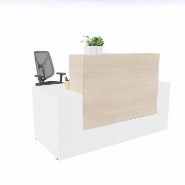 Bureau Comptoir Profondeur 80 cm blanc avec façade en chêne clair