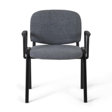 Chaise Visiteur Canada B Grise - Assise Rembourrée Similicuir Avec Accoudoirs - Piétement Métal