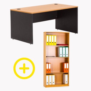 Pack Bureau droit Madera + bibliothèque de bureau