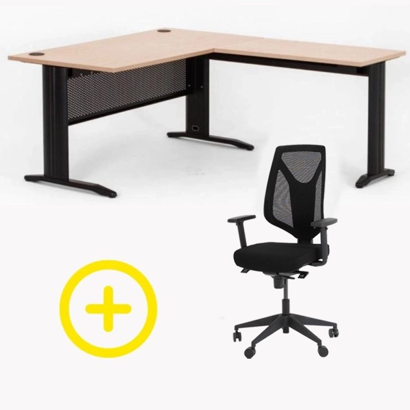 Pack Bureau d'angle Quadra + Fauteuil Rexo