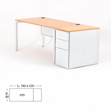 Bureau droit OPTIMUM caisson HB métal