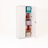 Armoire de bureau portes battantes ouvertes en bois, blanc