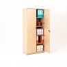 Armoire de bureau portes battantes ouvertes en bois, chêne clair