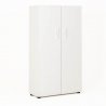 Armoire de bureau H.145 cm, portes battantes en bois, portes fermées, blanc