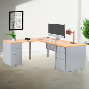Table d'ordinateur en forme de L pour 2 personnes, bureau avec