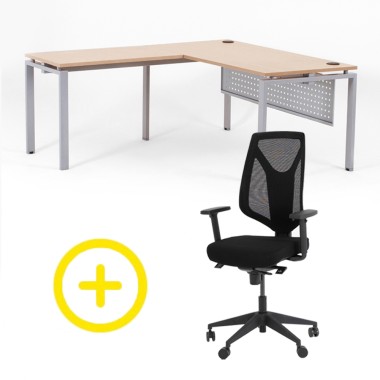 Pack Bureau d'angle Optimum + Fauteuil Rexo