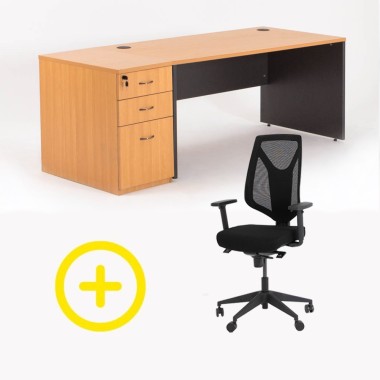 Pack Bureau Madera avec caisson + Fauteuil Rexo