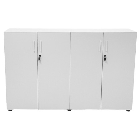 Armoire de bureau en bois Blanc basse 4 portes battantes H.105 cm Wist