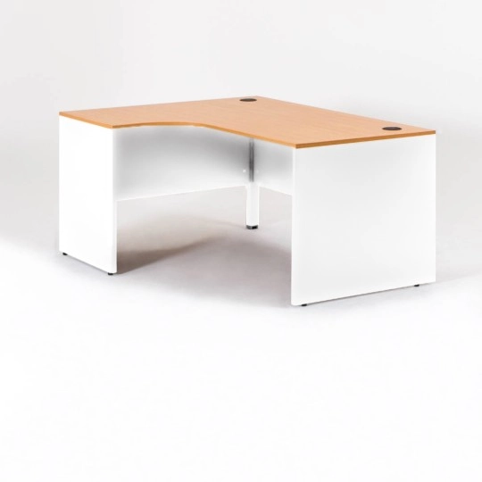 Bureau D'angle Déco Job Paris Prix 120cm – Blanc Et Naturel, Métal – Neuf