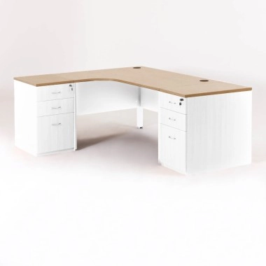 Bureau blanc compact MADERA + 2 caissons hauteur bureau P.60/80 cm