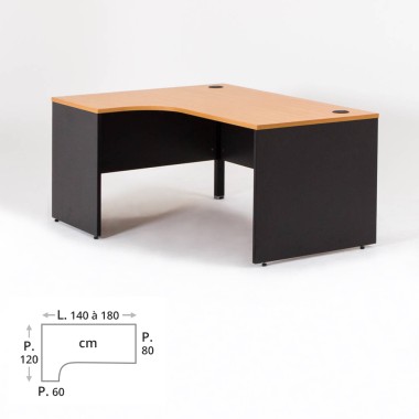 Bureau compact Madera orientation gauche coloris hêtre