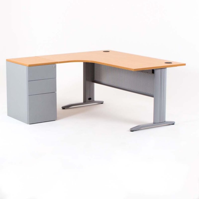 Bureau compact avec caisson métal hauteur bureau P.60 cm