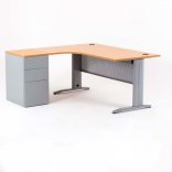 Bureau compact avec caisson métal hauteur bureau P.60 cm