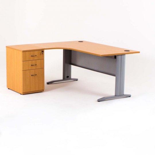 Bureau compact avec caisson hauteur bureau P.60 cm bois