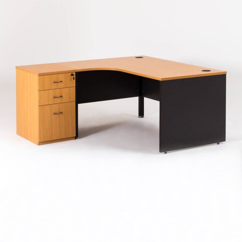 Bureau d'angle compact Electra + caisson HB Bois 60 cm