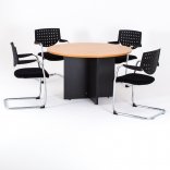 Table ronde Artéo, piétement panneau et 4 chaises Louxor