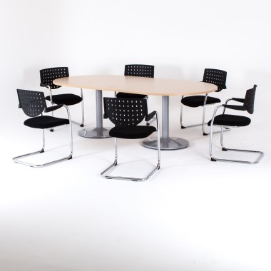 Table de réunion ovale ZETA L.190 cm en coloris :hêtre 