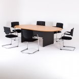 Table de réunion ovale Artéo, piétement panneau, 6 chaises Louxor