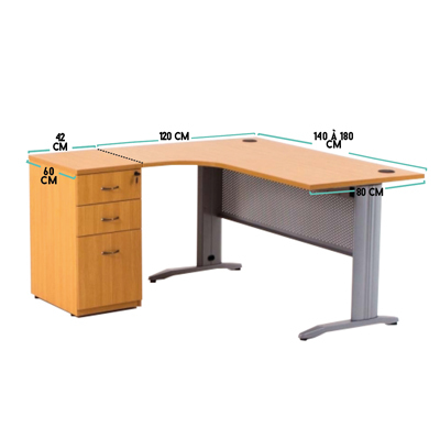 Bureau d'angle avec caisson compact MADERA