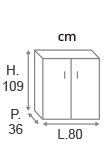 H.109 x L.80 x P.36 cm