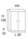 H180 x L80 x P45 cm