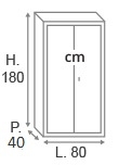 H.180 x L.80 x P.40 cm