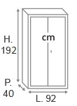 H.192 x L.92 x P.40 cm