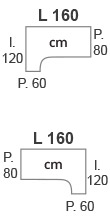 L.160 x l.120 x P.60/80 cm