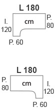 L.180 x l.120 x P.60/80 cm